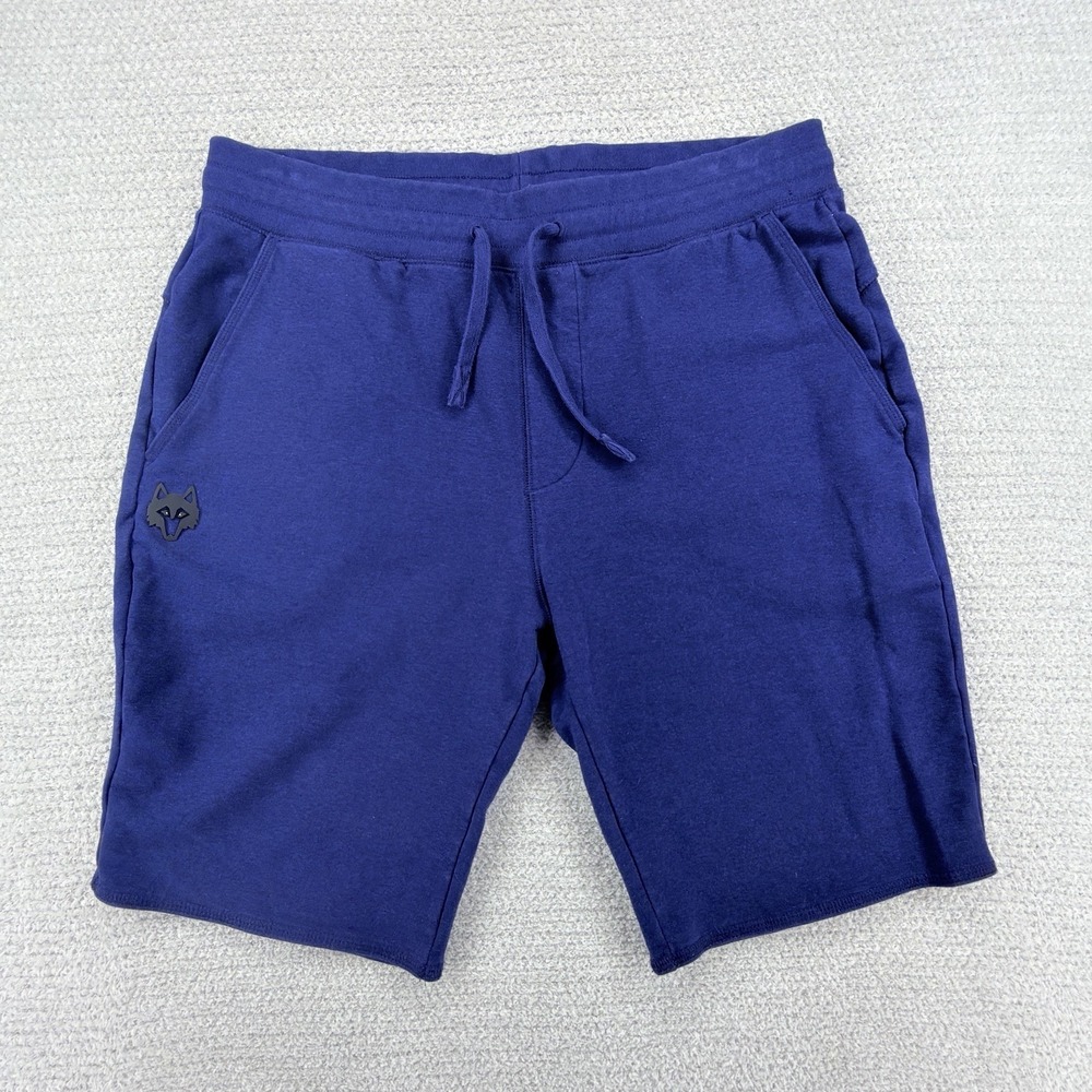 Greyson Lounge Shorts Mens Medium Blue Pima Cotton Modal Wolf Logo Athleisure